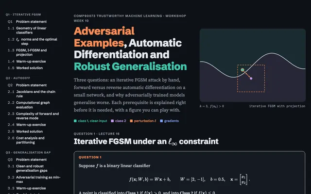 Preview of the Week 10 page: Attacks, autodiff and robust generalisation