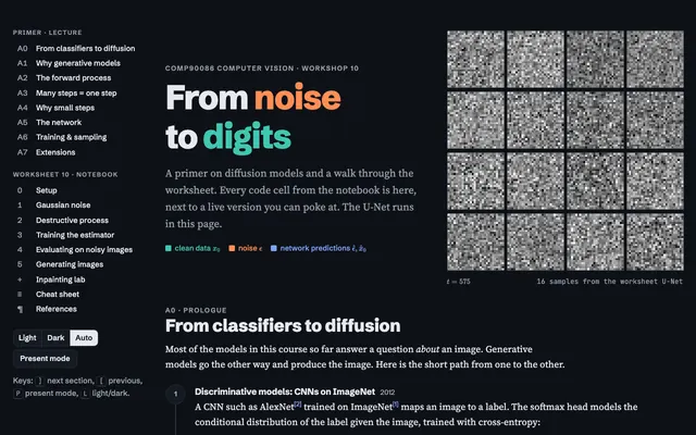 Preview of the Week 10 page: Diffusion models