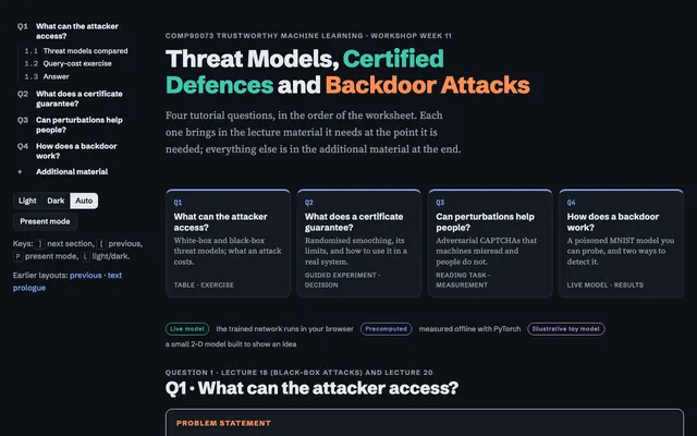 Preview of the Week 11 page: Backdoors and certified defences
