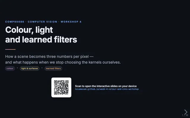 Preview of the Week 4 page: Colour, light and learned filters