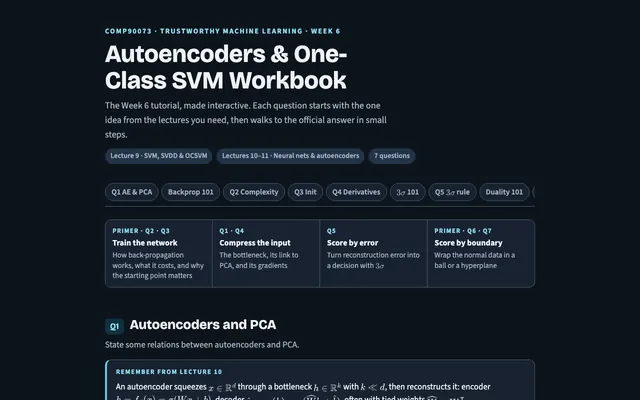 Preview of the Week 6 page: Autoencoders and one-class SVM